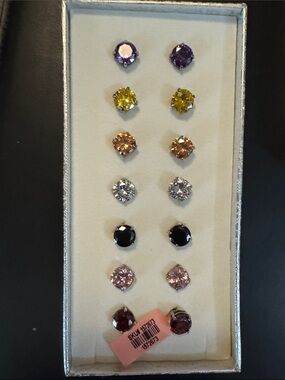 Multi-Color Crystal Stud Earring Set - Women Jewelry